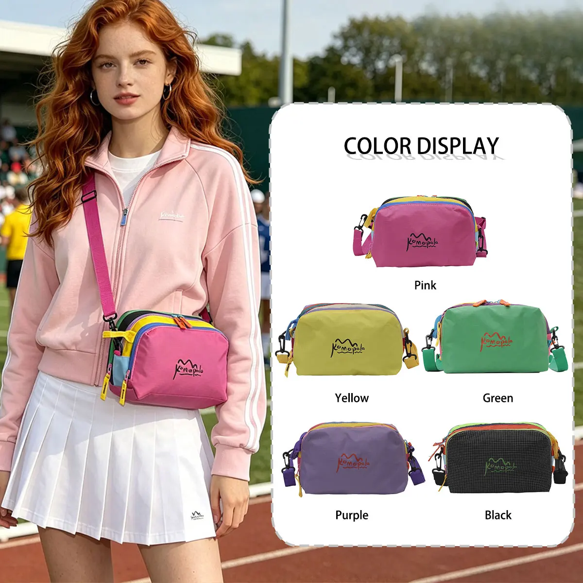 Trendy Casual Dopamine Rainbow Contrasting Makeup Bag Storage Bag Outdoor Convenient Hand-held Bag for Travel Diagonal Cross Bag