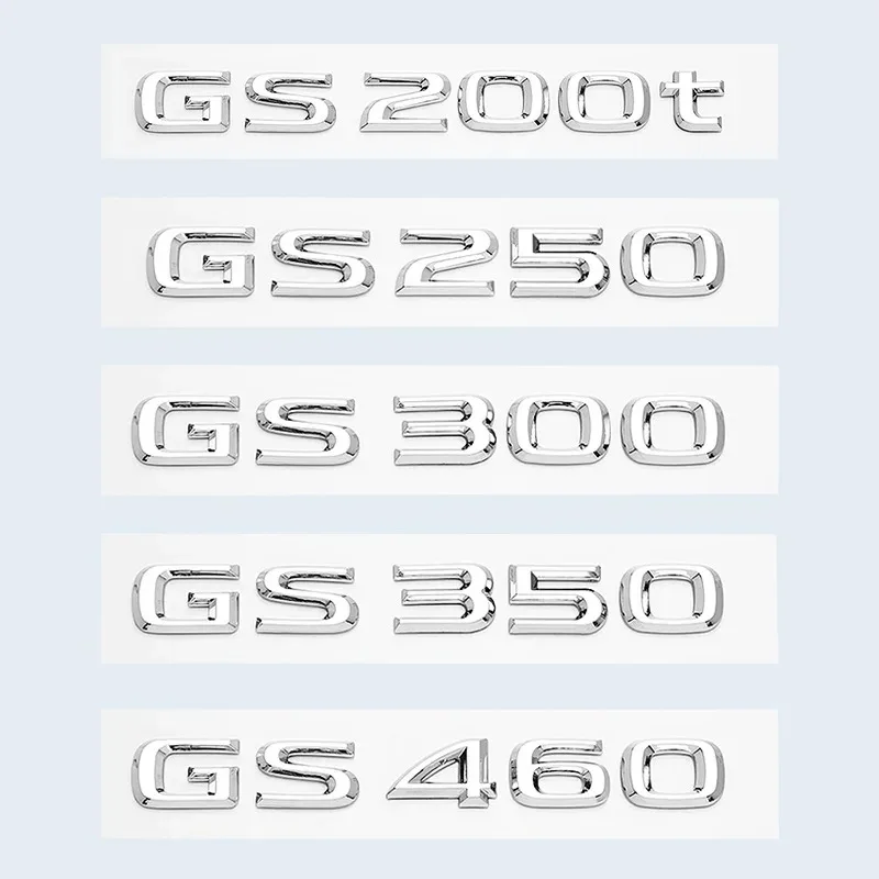 Chrome Black 3D Letters GS200t GS250 GS300 GS400 GS460 GS450h Emblem Car Trunk Logo Sticker Accessories For Lexus GS Series