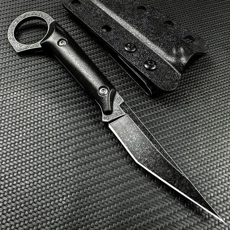 New corrosion-resistant portable knife, multi-purpose outdoor straight knife K-sheath, jungle self-defense EDC knife image 4