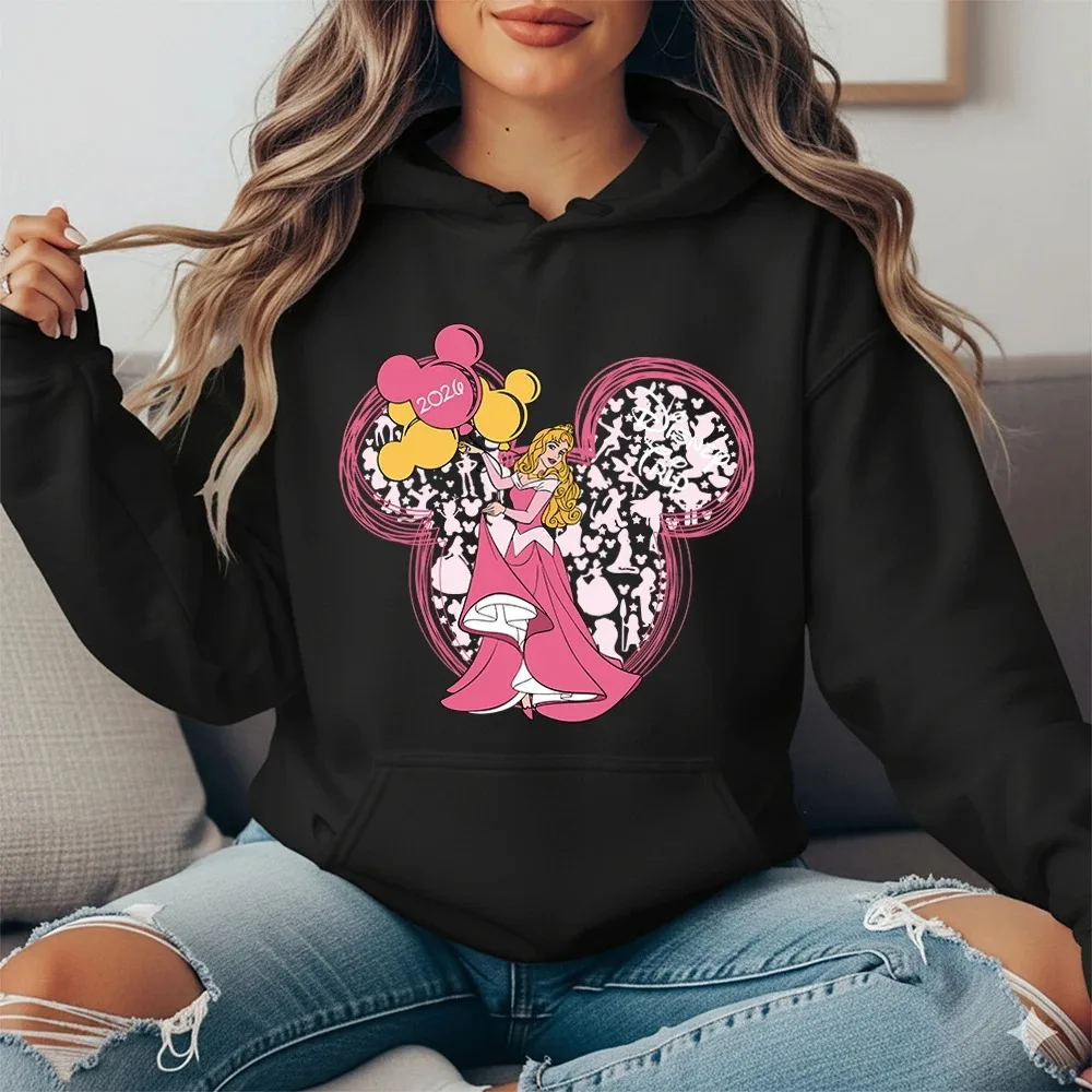 

Толстовка женская флисовая с принтом Disney Aurora 2026, теплая и уютная, для осенне-зимнего сезона, повседневная верхняя одежда