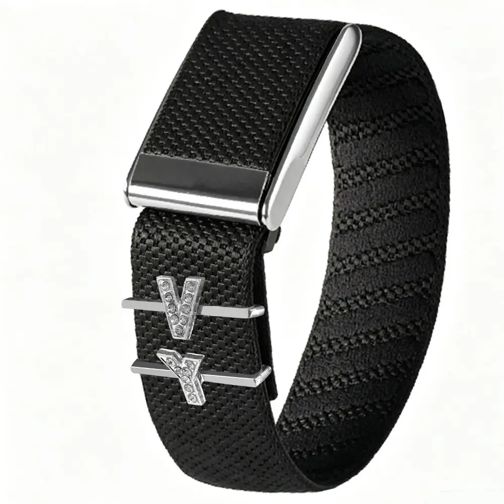 Strap Slide Charm Watch Strap Letter Charm Silver Rhinestone Watch Band Decorative Ring Sparkly for Whoop 5.0/5.0 MG/4.0