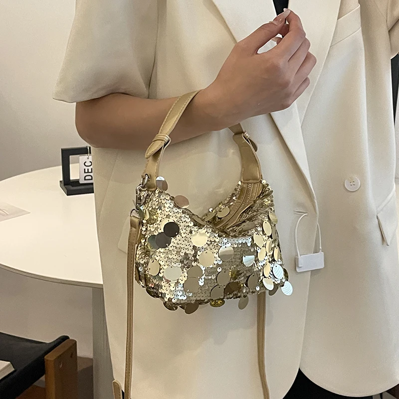 2024 Luxury Sequined Handbags Clutches Fashion Mini Bucket Crossbody Bags For Women Brand Shoulder Bags Female Sac A Main New