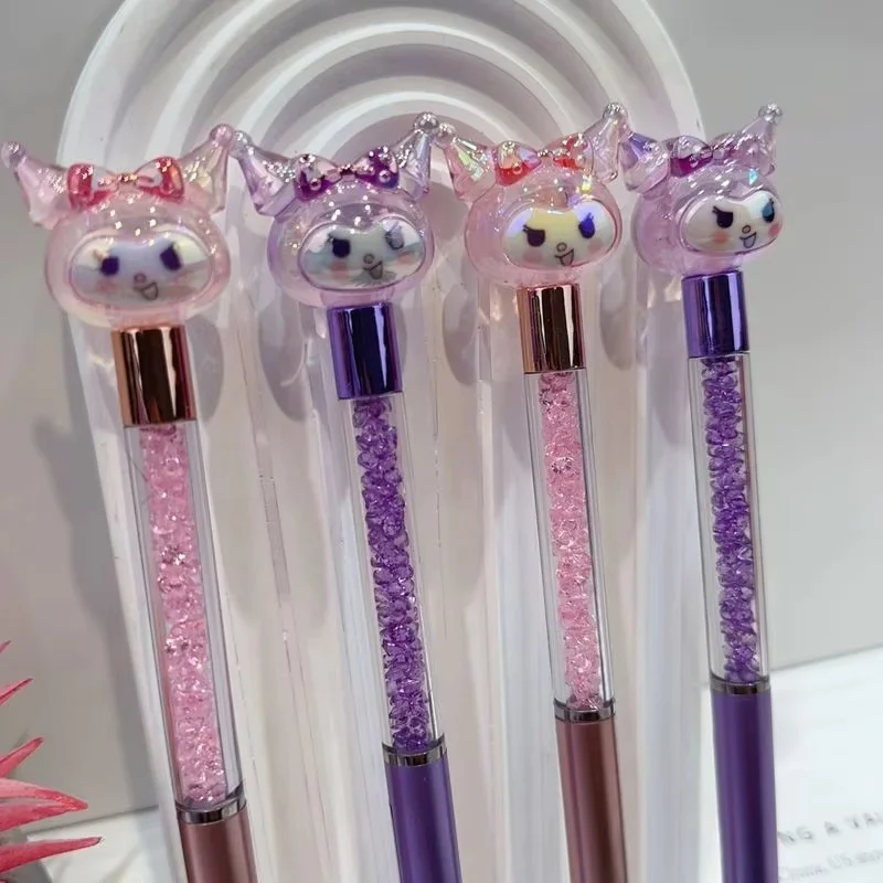 24pcs Sanrio Cartoon Kurome Colorful Crystal Gel Pen Animation Shiny Diamond High Value Signature Pen Student Stationery Gift