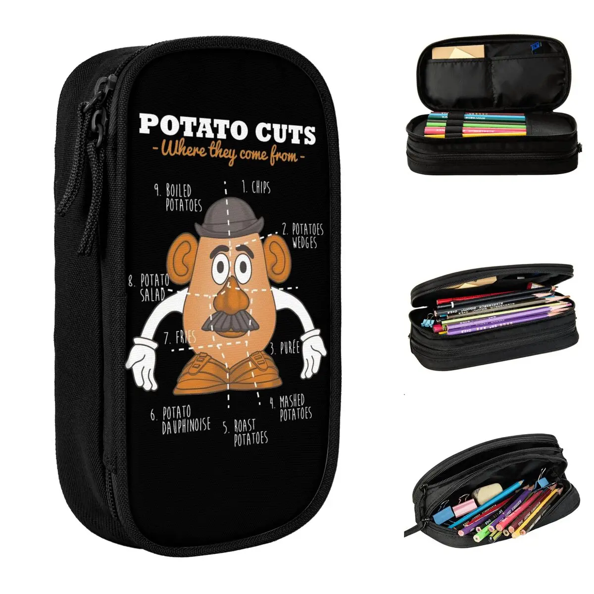 Mr Potato Head Cuts Gift For Kids Pencil Case Lovely Pen Bag For Girls Boys Large Storage Students School Supplies