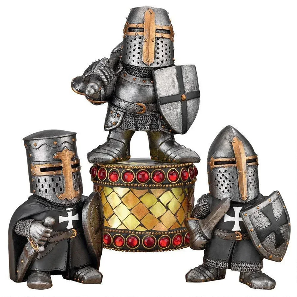 

:Europe Medieval Knight Statue Garden Guard Resin Sculpture Cavalier Warrior Figurines Desktop Home Decoration Office Ornaments