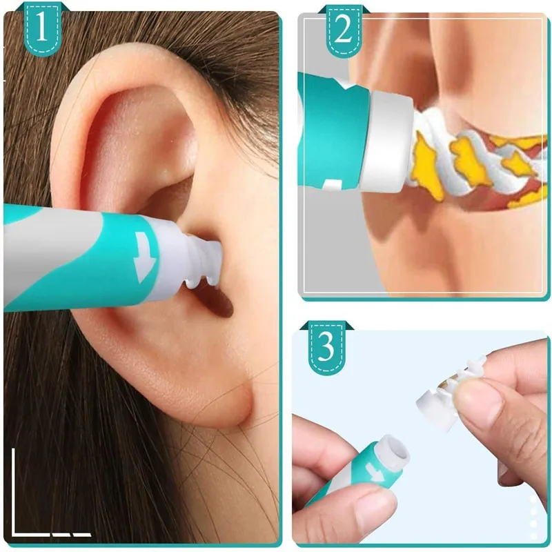 Ear Wax Removal Tool Soft Silicone Spiral Ear Cleaning  16 Replacement Heads Removal Ears Cleaner Plugs Spirals Care ear pick