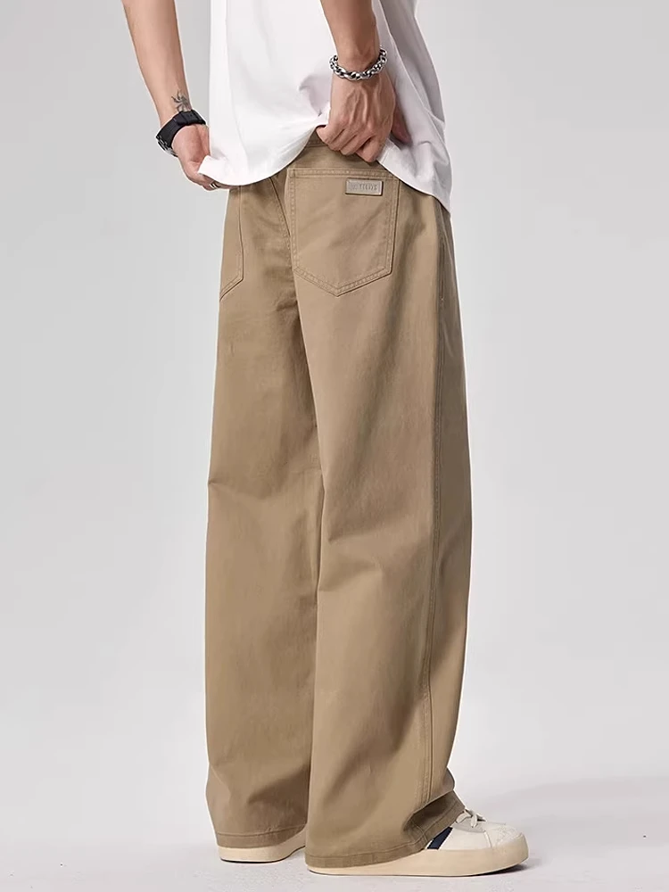 

GURBAKS мужские повседневные хлопковые прямые брюки для спецодежды, новые летние широкие брюки в американском стиле ретро, дышащие, удобные