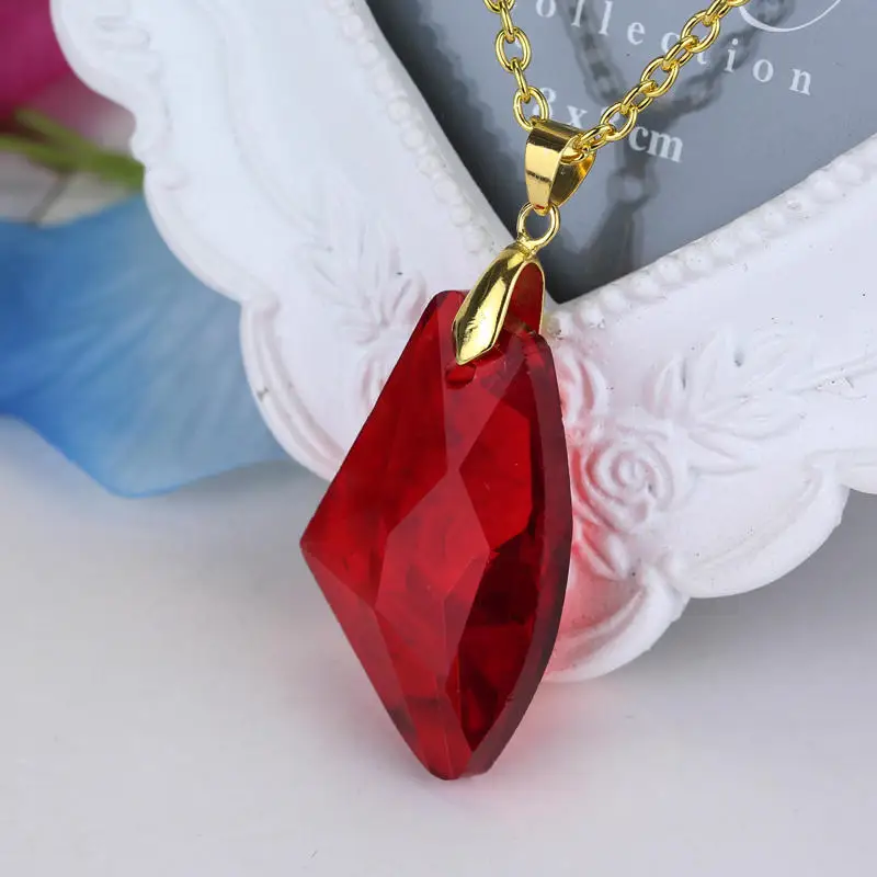 Fashion Movie Charm Sorcerer Philosopher's Magic Stone Necklace Red Acrylic Pendant Jewelry Adornment For Men Women Gifts