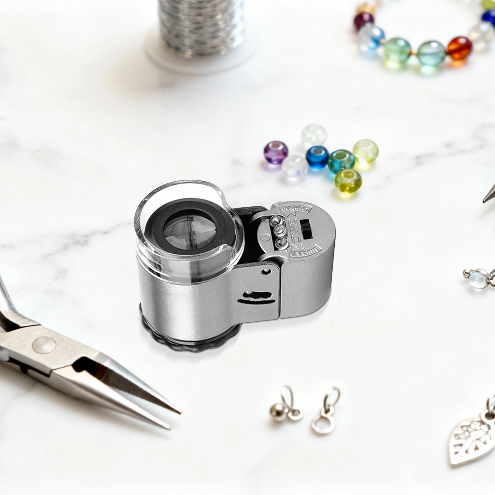 1 قطعة مجهر المجوهرات المحمولة 50X Led أداة مكبرة للعملة النقدية كشف الجيب المكبر أداة خفيفة الوزن