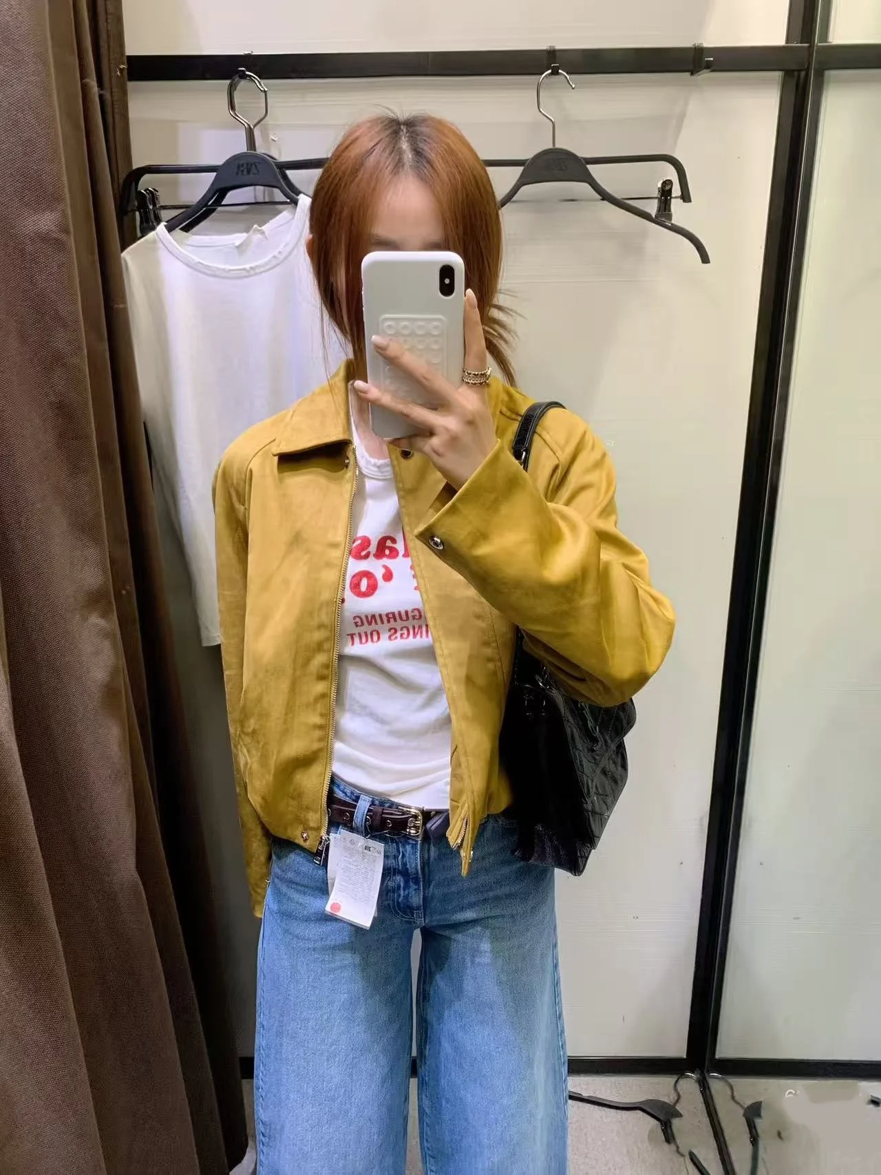 

Autumn 2025 Women's Premium Faux Leather Pilot Jaet Collared Versatile Outerwear Casual Loose Fit Long Sve Zipper Closure