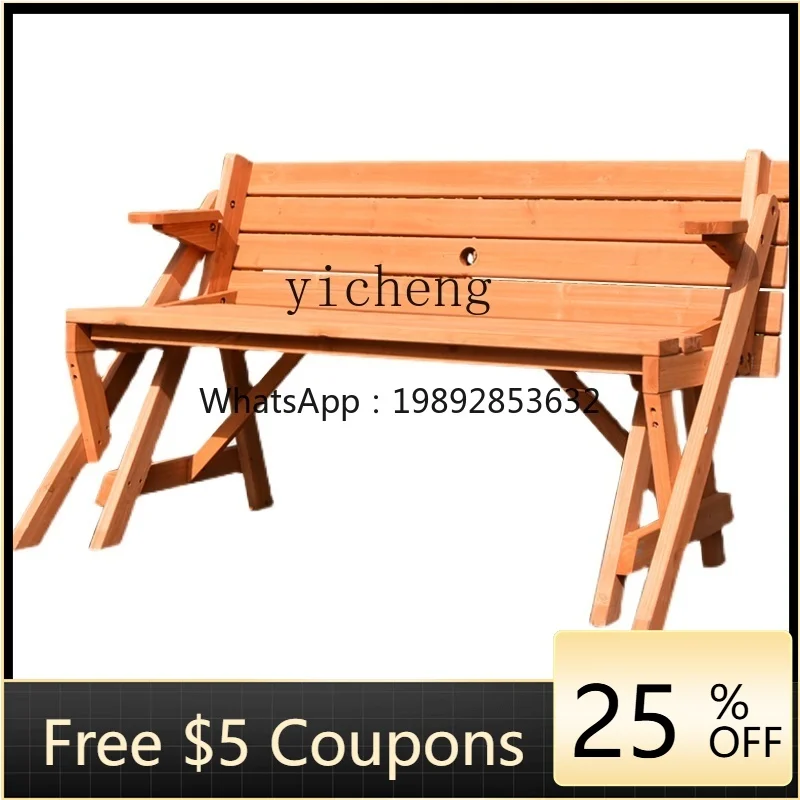 

Outdoor Bench Park Chair Dual-Purpose Table Leisure Balcony Solid Wood Garden