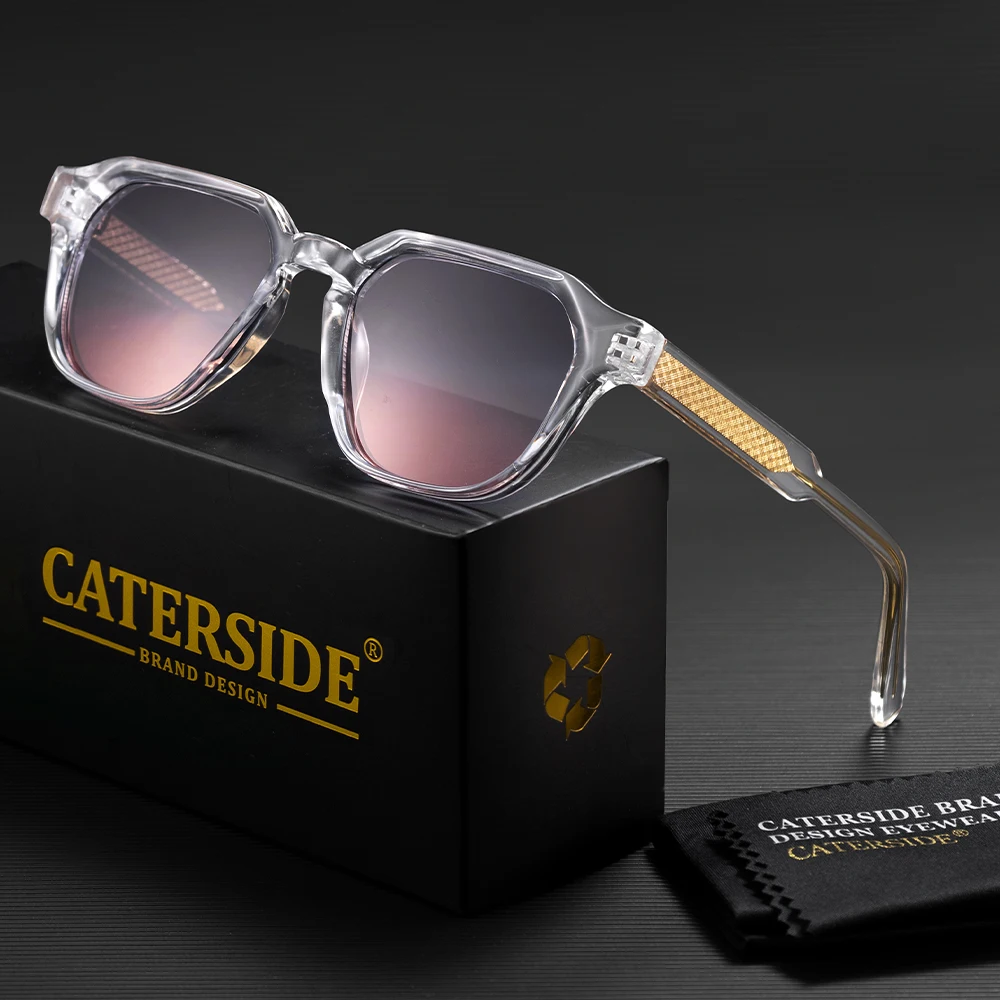 

CATERSIDE женские модные солнцезащитные очки в квадратной оправе с золотой булавкой, дизайн солнцезащитных очков, мужские уличные пляжные очки UV400