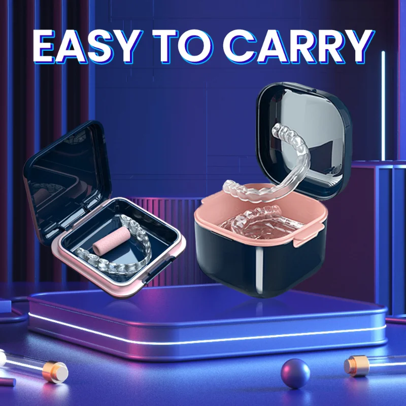 Высококачественный ортодонтический контейнер для хранения зубных скоб, невидимый контейнер для чистки зубных протезов, портативный ремень для хранения зубов