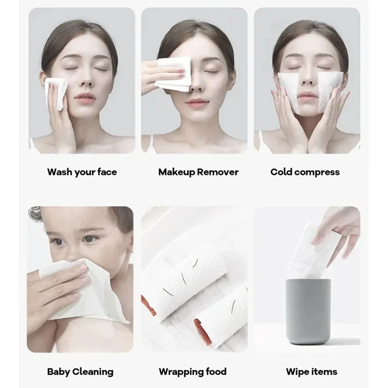 100 Stuks Wegwerp Gezichtshanddoek Katoenen Tissue Zachte Dikke Droge Veeg Herbruikbare Make-Up Remover Pads Gezichtsreinigingsdoekje