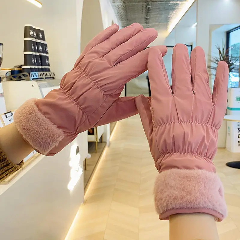 

Women Motorcycle Gloves Winter Cute Warm Full Finger Mittens Women Outdoor Sport Female Driving Ski Touchscreen Gloves