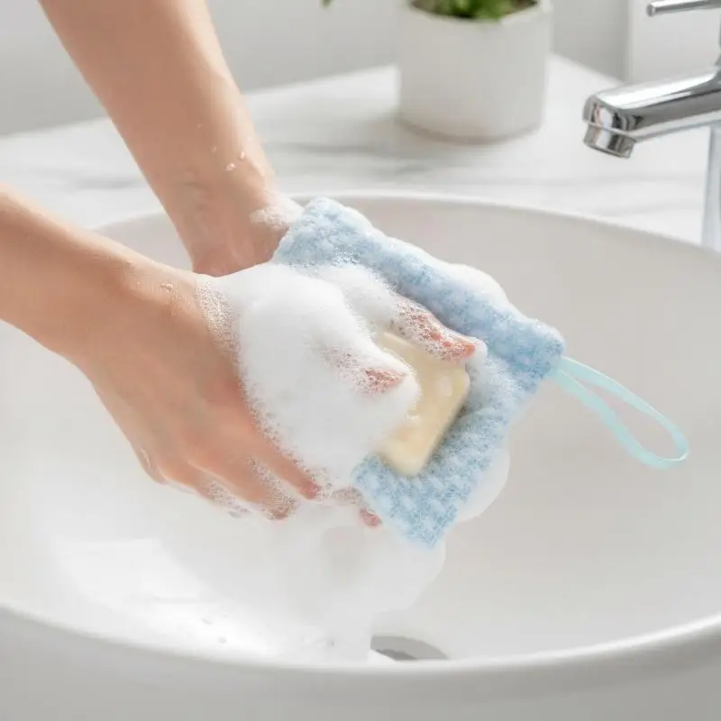 1Pcs Japanese Sauna Soap Bag Exfoliating Mesh Soap Pouch Quick Dry Hanging Soap Holder For Bathroom Shower