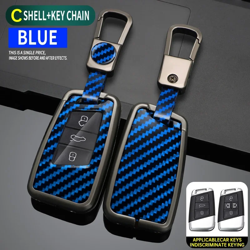 

Металлический карбоновый чехол для автомобильного ключа, полный чехол для Volkswagen VW Tiguan MK2 Magotan Passat B8 CC для Skoda Superb A7 17 2018 20191