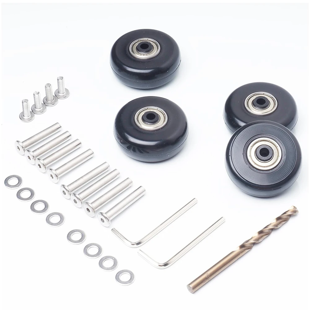 

Replacement luggage wheel kit 50mm with precision ball bearings and 4 swivel casters for stable and smooth suitcase operation