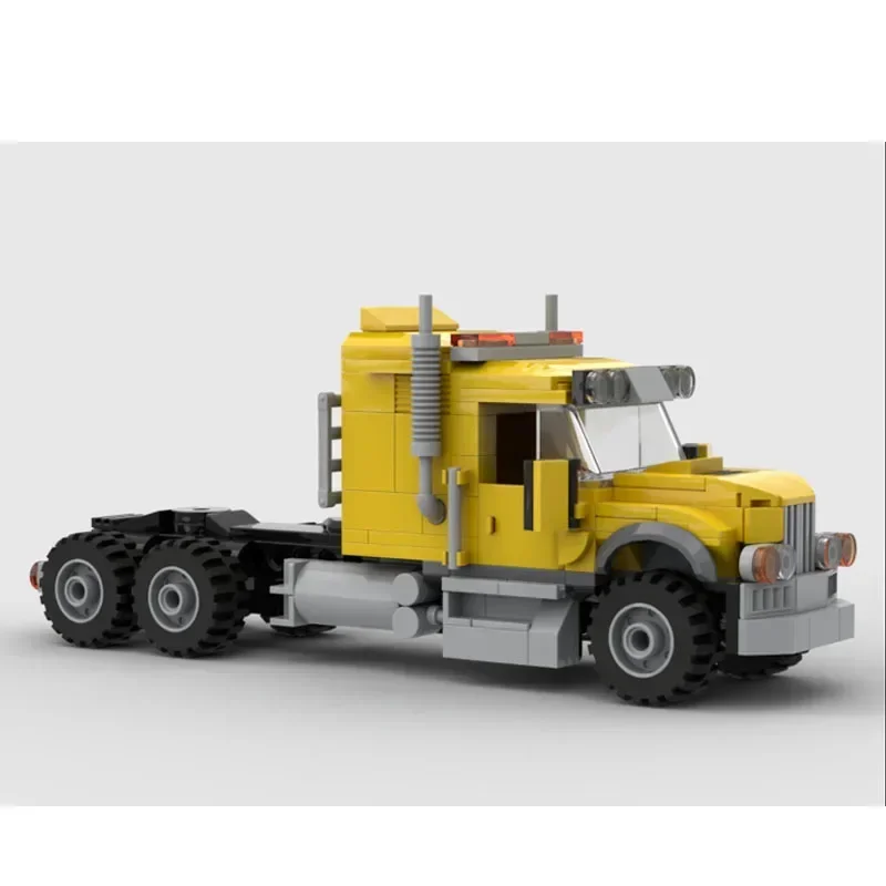 MOC-84964 pequena cidade transporte caminhão & reboque basculante emenda & montagem bloco de construção modelo moc criativo crianças brinquedo presente