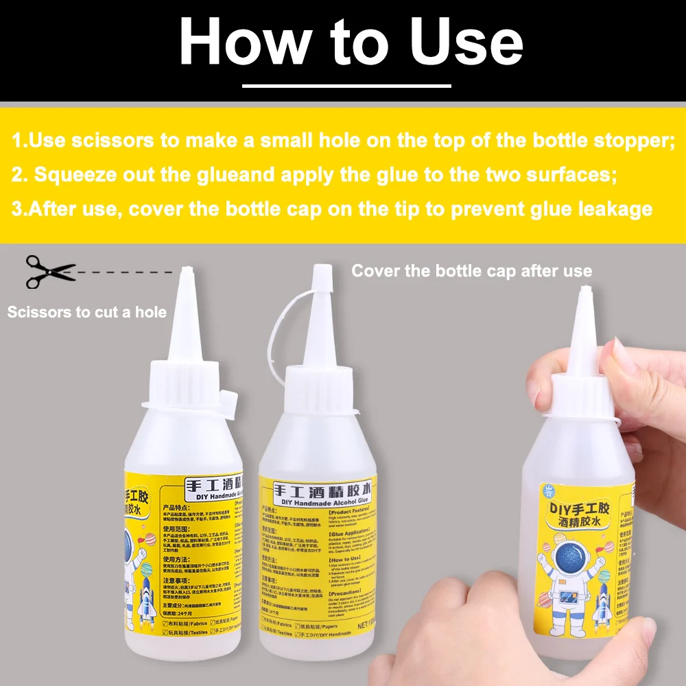 Waterproof Alcohol Glue Wood Epoxy Adhesive Quick Drying Kids Plastic Craft Home School Paper Scrapbooking Card Making Non-Toxic