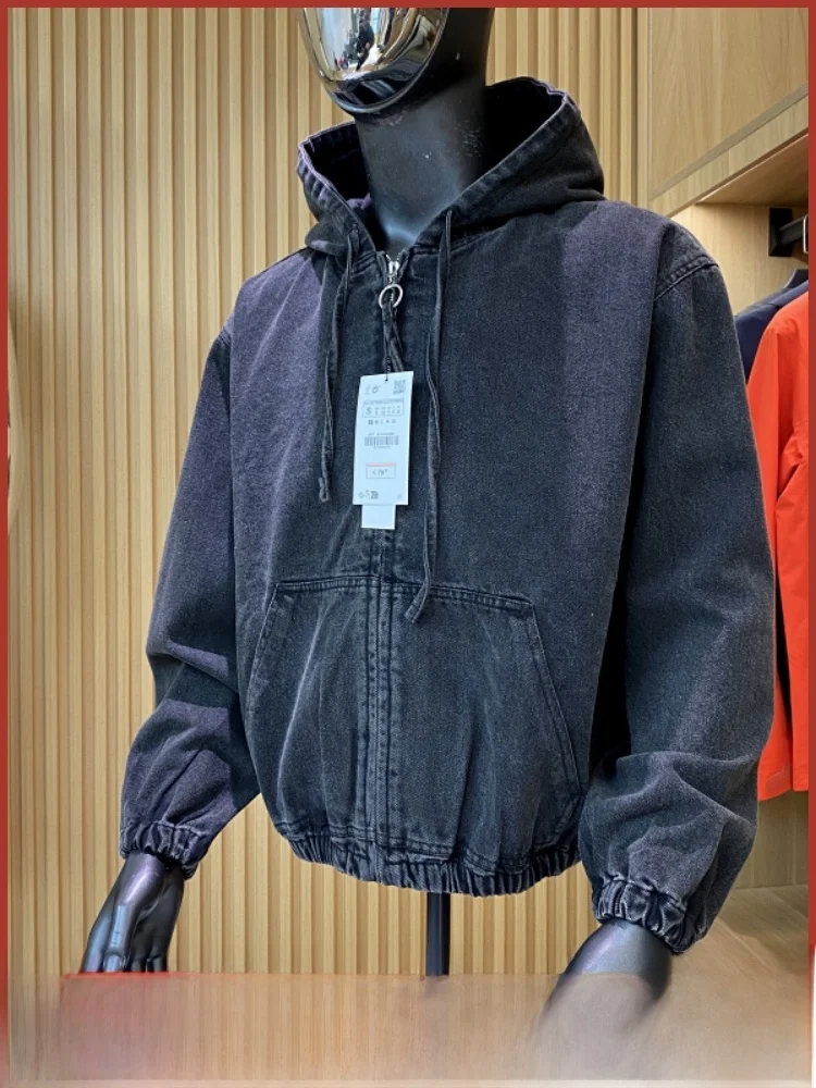 

Мужская повседневная толстовка с капюшоном в стиле ретро в американском стиле, модная осенняя верхняя одежда свободного кроя, молодежная сцена из ветрозащитной ткани