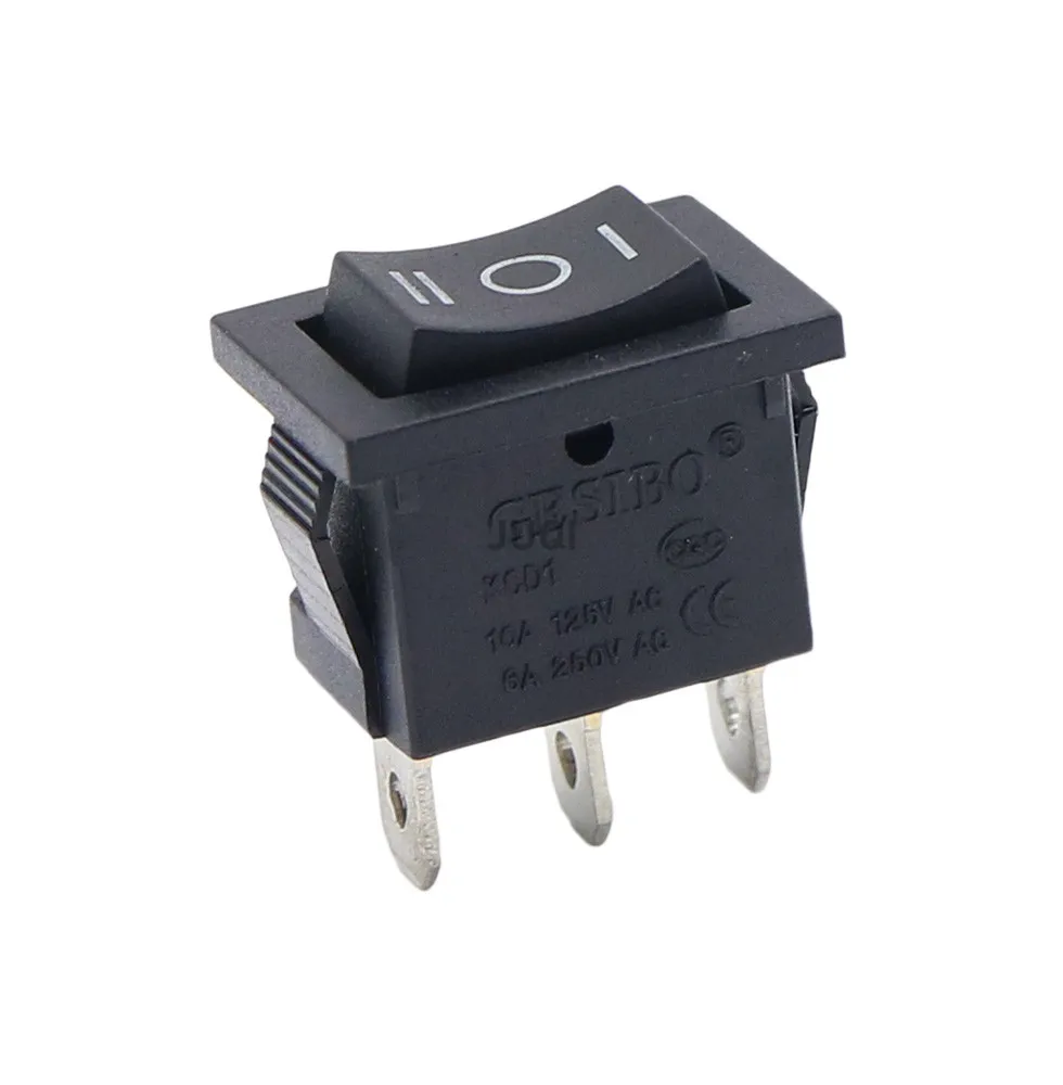 1 Buah KCD1 Mini Hitam 3 Pin / 6 Pin On/Off/On Rocker Switch AC 6A/250V10A/125V