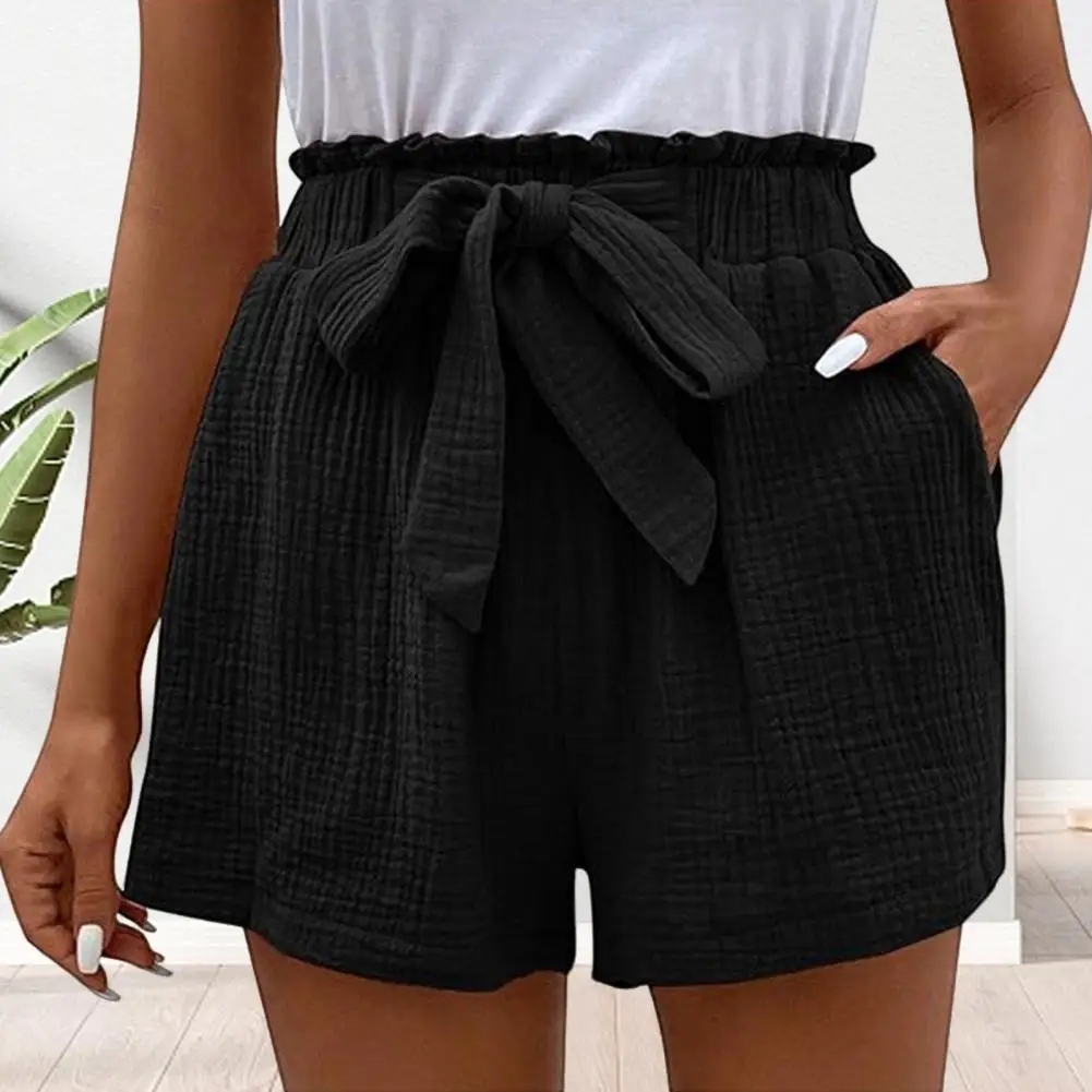 Lady Dating Shorts Elegant Lace-up Women's Mini Shorts with Shirring Detail Bow Decor for Club Party Dating Outfits Elastic