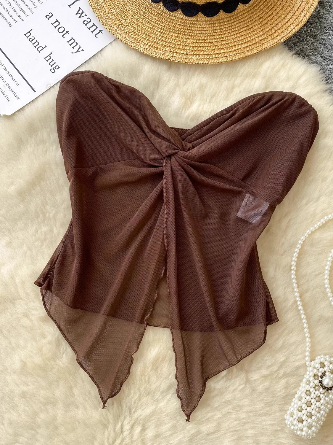 Summer Sexy Knotl Svel Me Top Women's Vest Design Sensual Pure Desire Open Split Bustier Sle Commute Faion