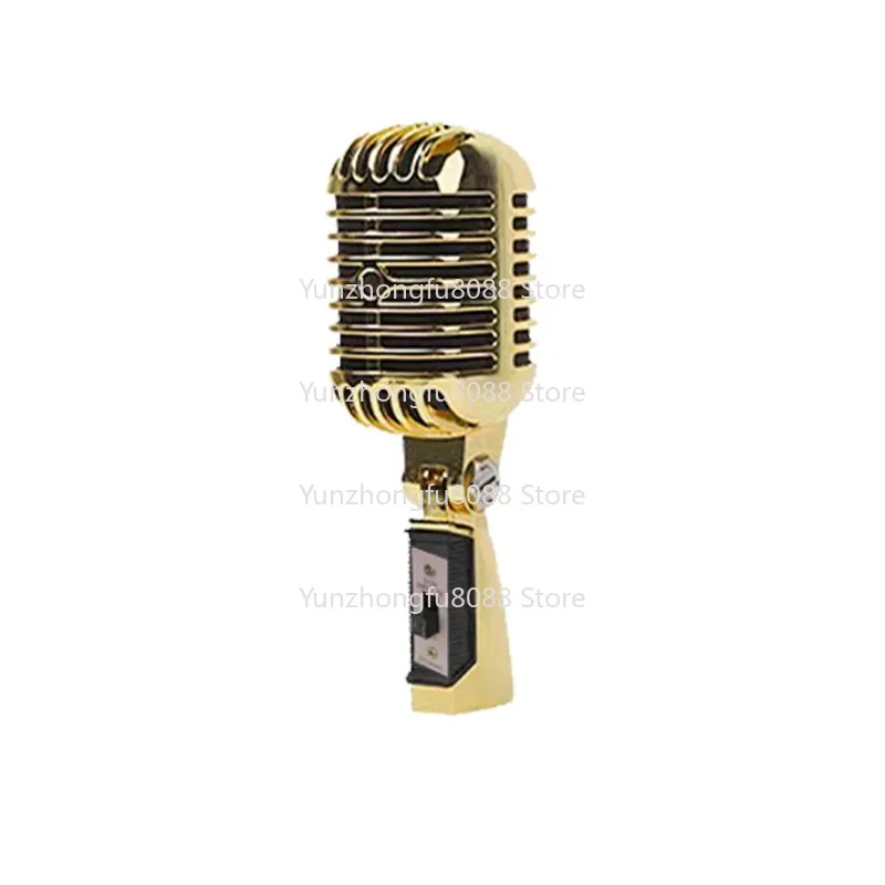 

Professional Wired Vintage Classic Microphone Dynamic Vocal Mic Microphone for Live Performance Karaoke(Gold)