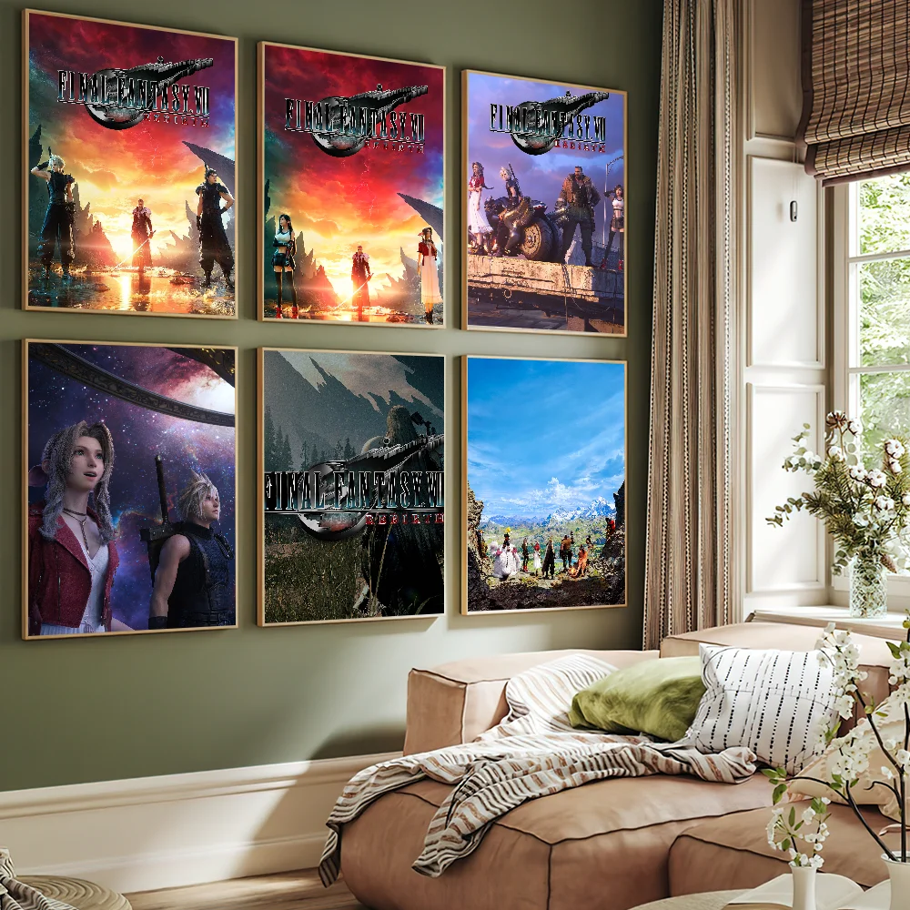 Game F-FINAL F-FANTASY 7 R-REBIRTH C-Claud RPG Poster Art Wall Painting Stickers Small Decor Aesthetic Bar Coffee House Indoor