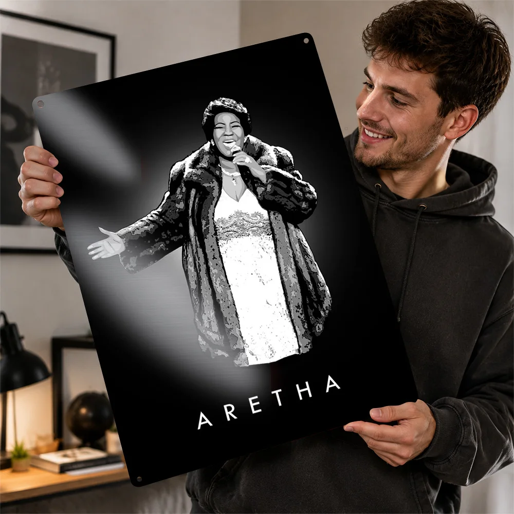 Aretha Franklin Aluminum Poster Customized Metal Sign Bold Rhythm Icon Wall Art Enhances Collector Rooms And Listening Lounges