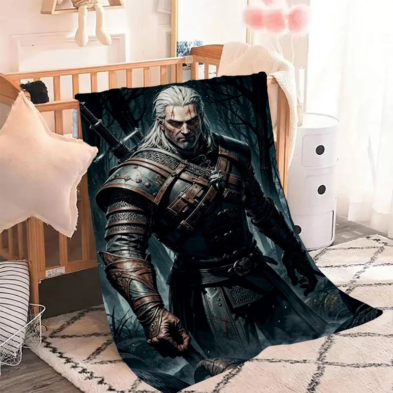 The W-Witcher 3 W-Wild Hunt Game Throw Knitted Blanket Fluffy Bed Blankets for Decorative Sofa King Lid Knee Microfiber Bedding