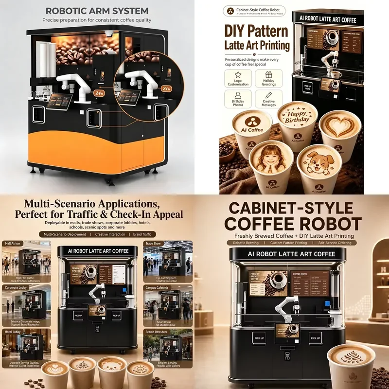 for Funkyplay Fully Automatic Intelligent Latte Art Mechanical Arm Freshly Ground Coffee Machine