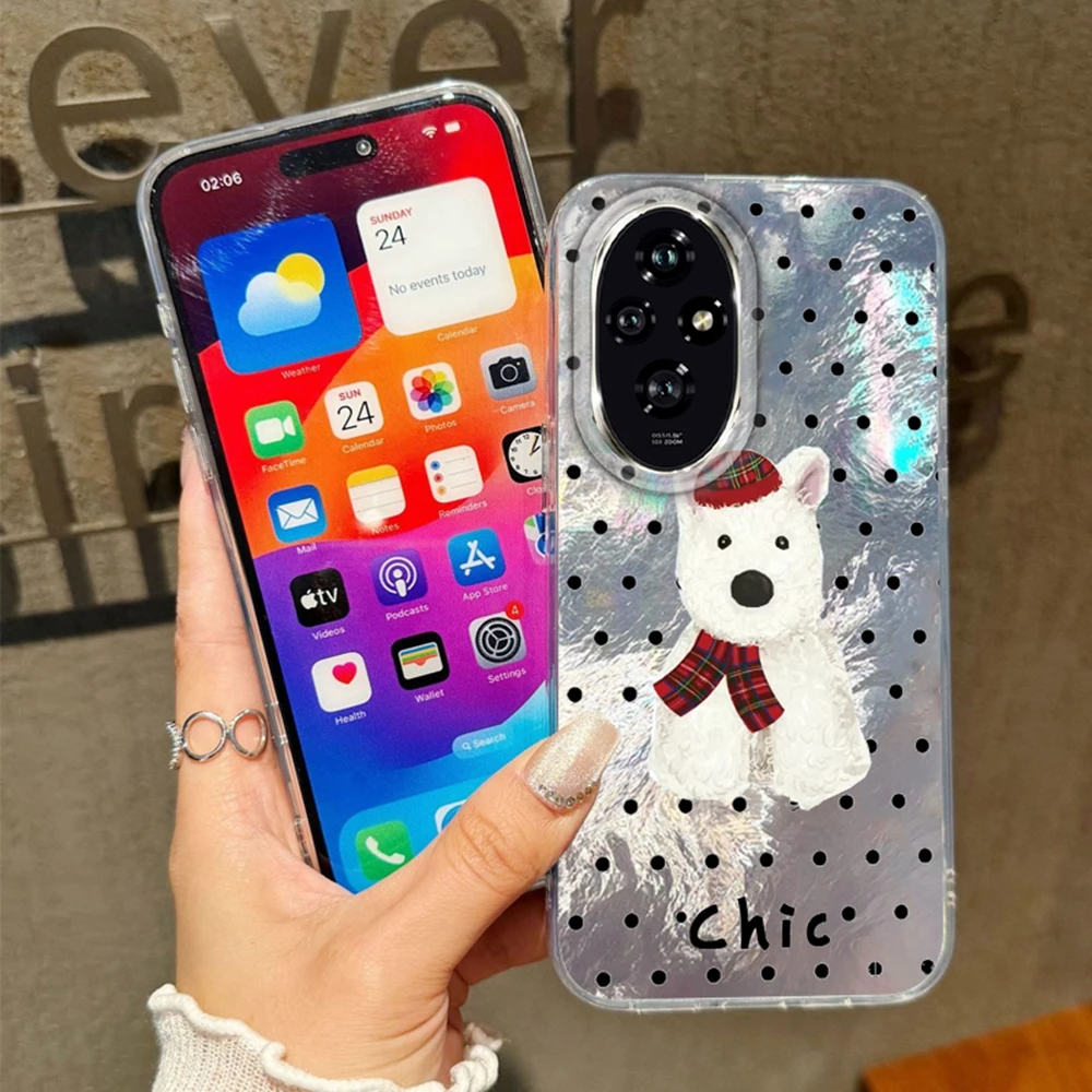 Circle Dot Cute Puppy Phone Case For Huawei Honor 400 200 Pro Magic7 6 5 Lite 90 Smart X7c X9c X9a X8a X8b X8c Girls Funda Cover