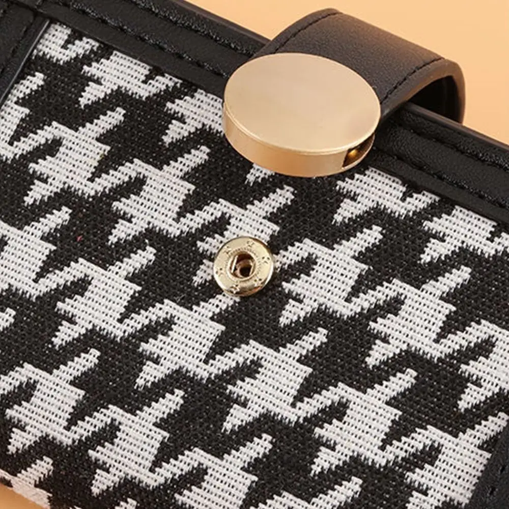 Korte Vrouwen Houndstooth Portemonnee Ins Multi-Card Pocket Pu Lederen Korte Portemonnee Koreaanse Stijl Clutch Tas Kaarthouders Vrouw