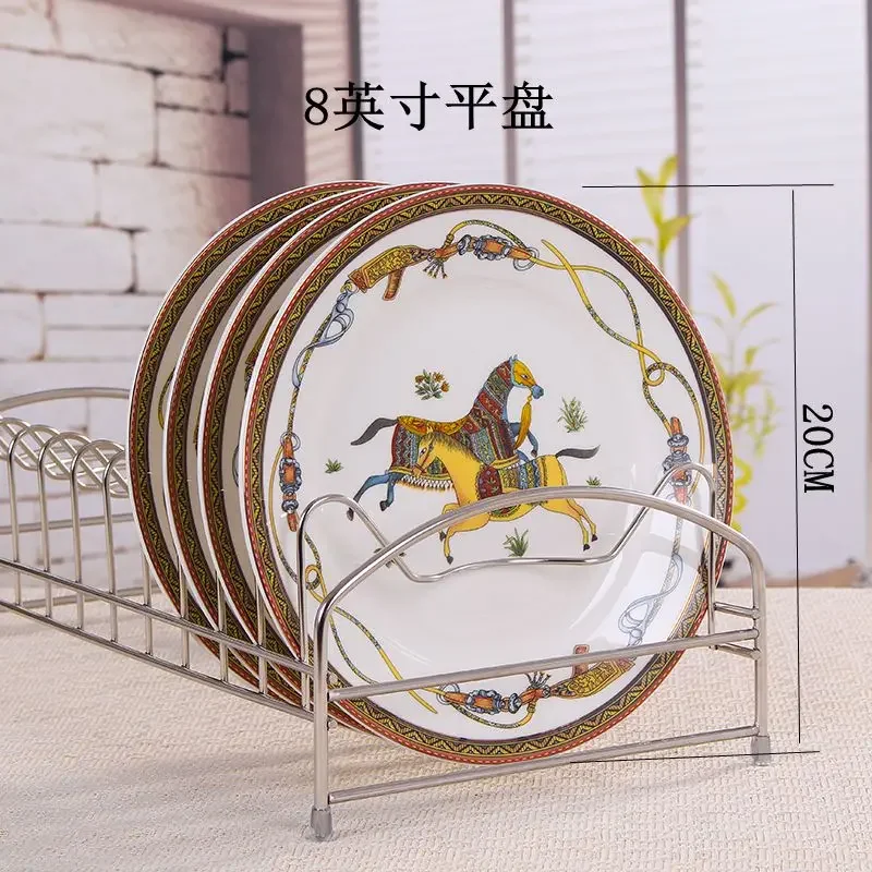 Luxury Bone China Tableware Dinnerware Set Jingdezhen Porcelain Horse Western Plate Dish Home Decoration Wedding Gifts