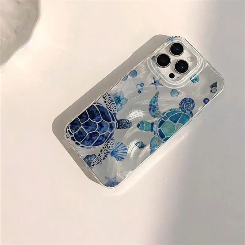 Summer Cool Turtle Pattern Phone Case for Samsung Galaxy S25 S24 S23 S22 S21 FE Ultra Plus 4G 5G Feather Texture Back Cover