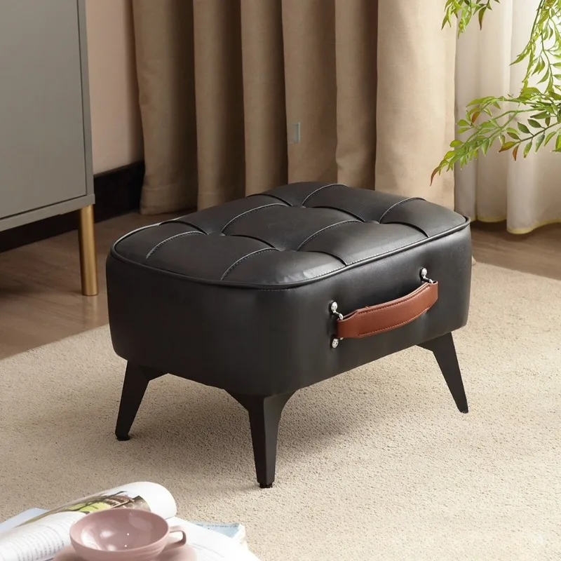 Leather Stools Luxury Creative Multifunctional Footrest Movable Portable Small Shoe Bench Living Room Decoration Furniture