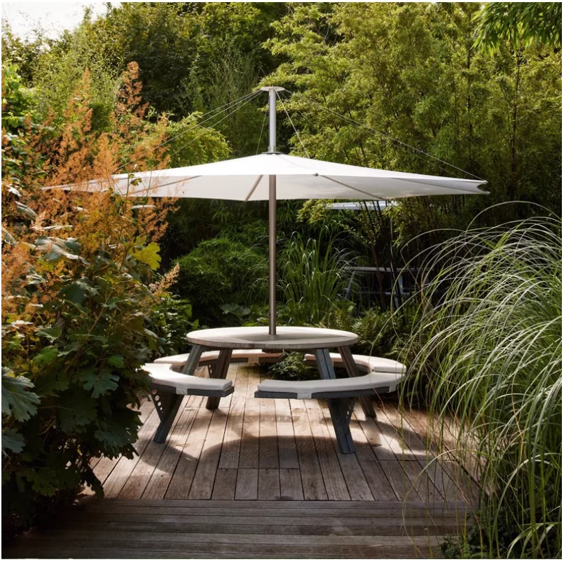 Adjustable outdoor table and chair teak one-piece booth dining room open air public space of the sub-park bench combination