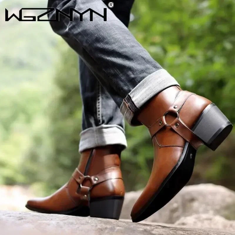 2026 Men's Fashion Designer Chelsea Boots Luxury High Quality Men Cowboy Boot Black Brown Zip Wedding Office Dress Shoes Male