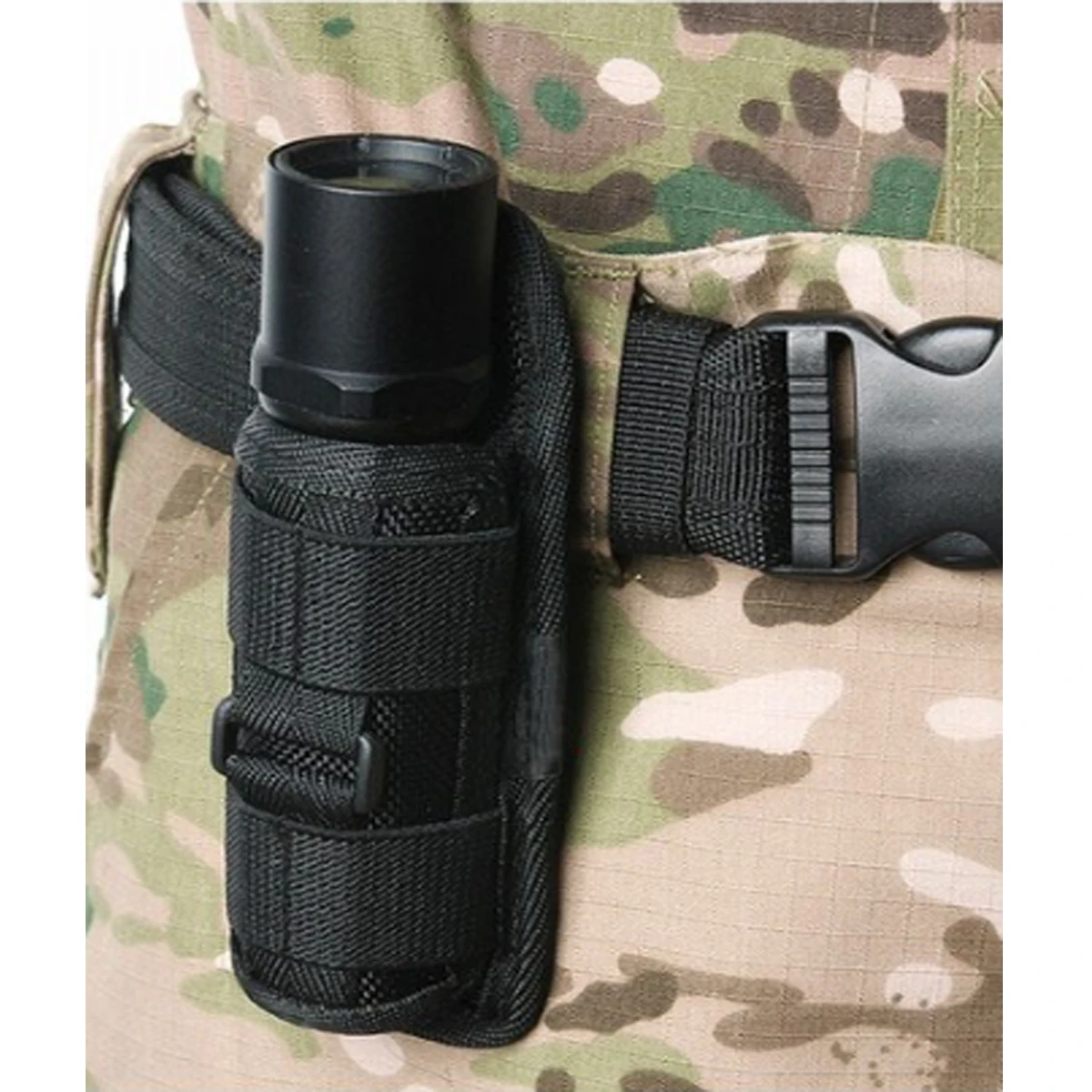 Tactical Molle Flashlight Bag Multifunctional 360 Degree Rotating Universal LED Flashlight Waist Bag for Outdoor Hunting Camping