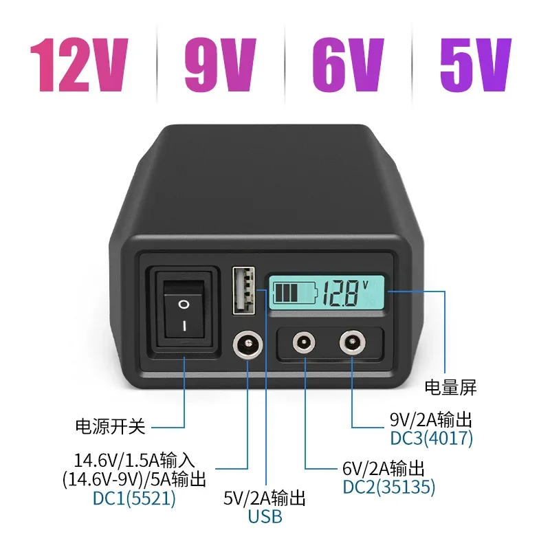 12V 9V 6V 5V 24000MAH LiFePO4 Lithium USB Battery for Monitor,Router,Lights, Voice Box  Portable Power Bank