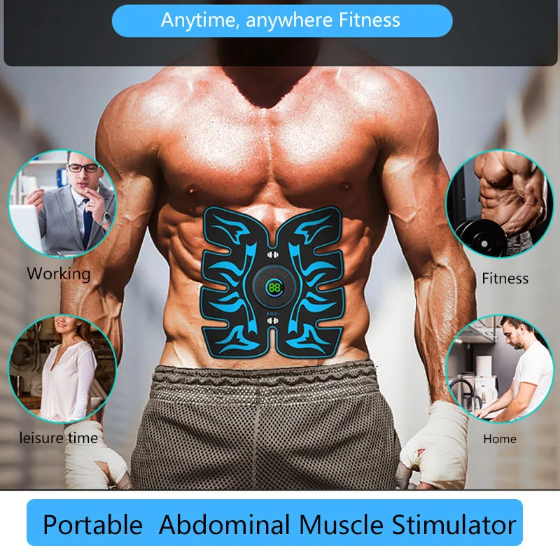 Abs Trainer EMS Abdominal Muscle Stimulator Electric Body Back Arm Waist Belly Weight Loss Stickers Home Gym Fitness Equiment