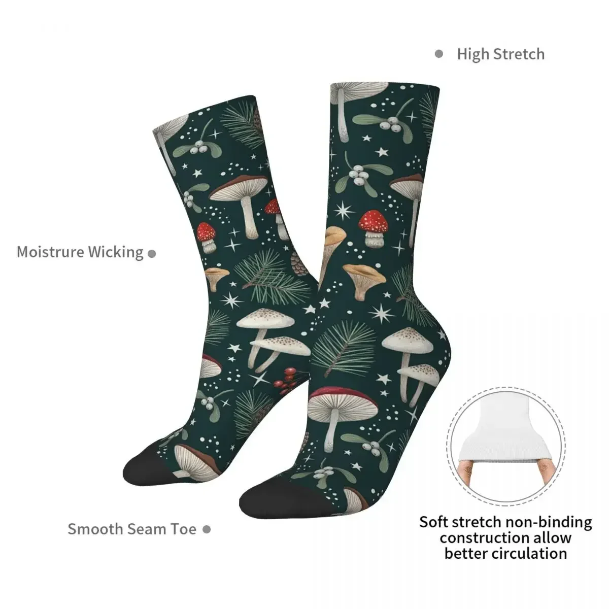 Winter Forest (Deep Green) Socks Harajuku High Quality Stockings All Season Long Socks for Man's Woman's Birthday Present