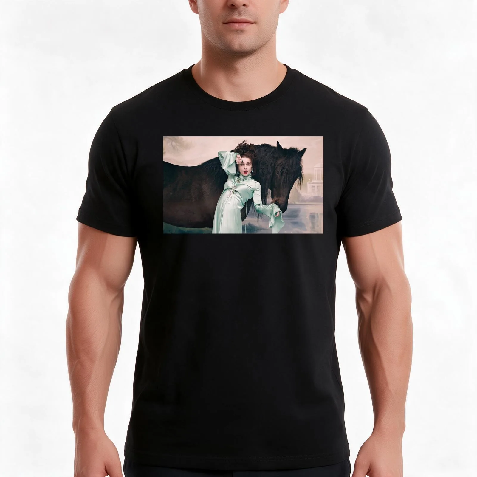 Helena Bonham Carter T-Shirt, Summer Casual Cotton Tee, Oversized Streetwear Tops, Vintage Graphic Print, Loose Fit Short Sleeve