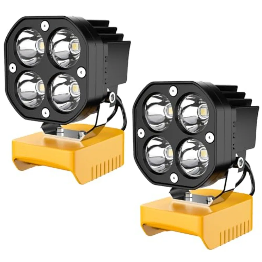 

2 Packs LED Work Light Compatible with Dewalt 20V Battery 40W 6000LM Flashlight 20V Battery Cordless Work Light 120°Adjustable