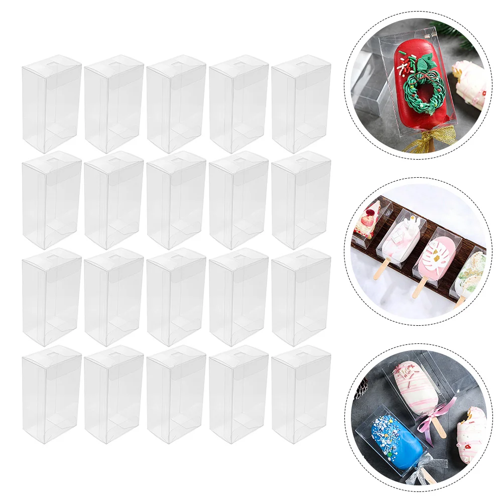 20 Pcs Food Ice Cream Box Candy Gifts Pastry Carrier Pops Pvc Clear Boxes Dessert Wrapping