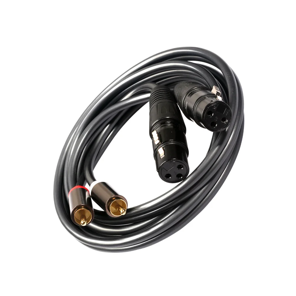 

2 Xlr Male To 2 Male Audio Cable 1.5M Black Dual Patch Cord For Stereo System Adapter