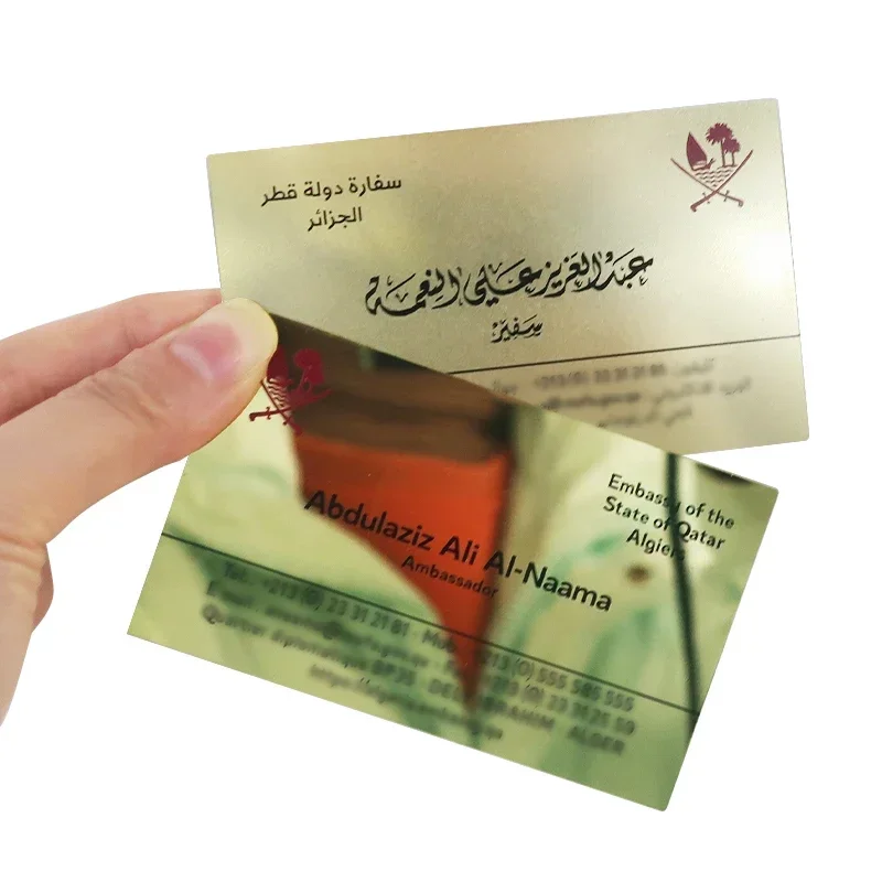 Atacado barato personalizado gravado em aço inoxidável corte a laser nome preto prata espelho acabamento em branco cartões de visita de metal