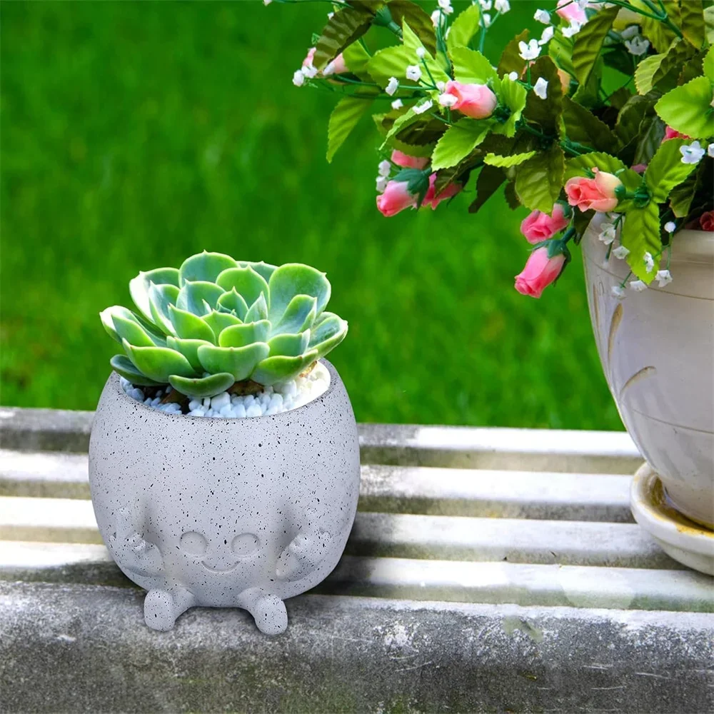 Smiling Plant Pot Novelty Planter Funny Resin Flower Planter Pot Creative Decorative for Indoor Outdoor Home Garden Decor